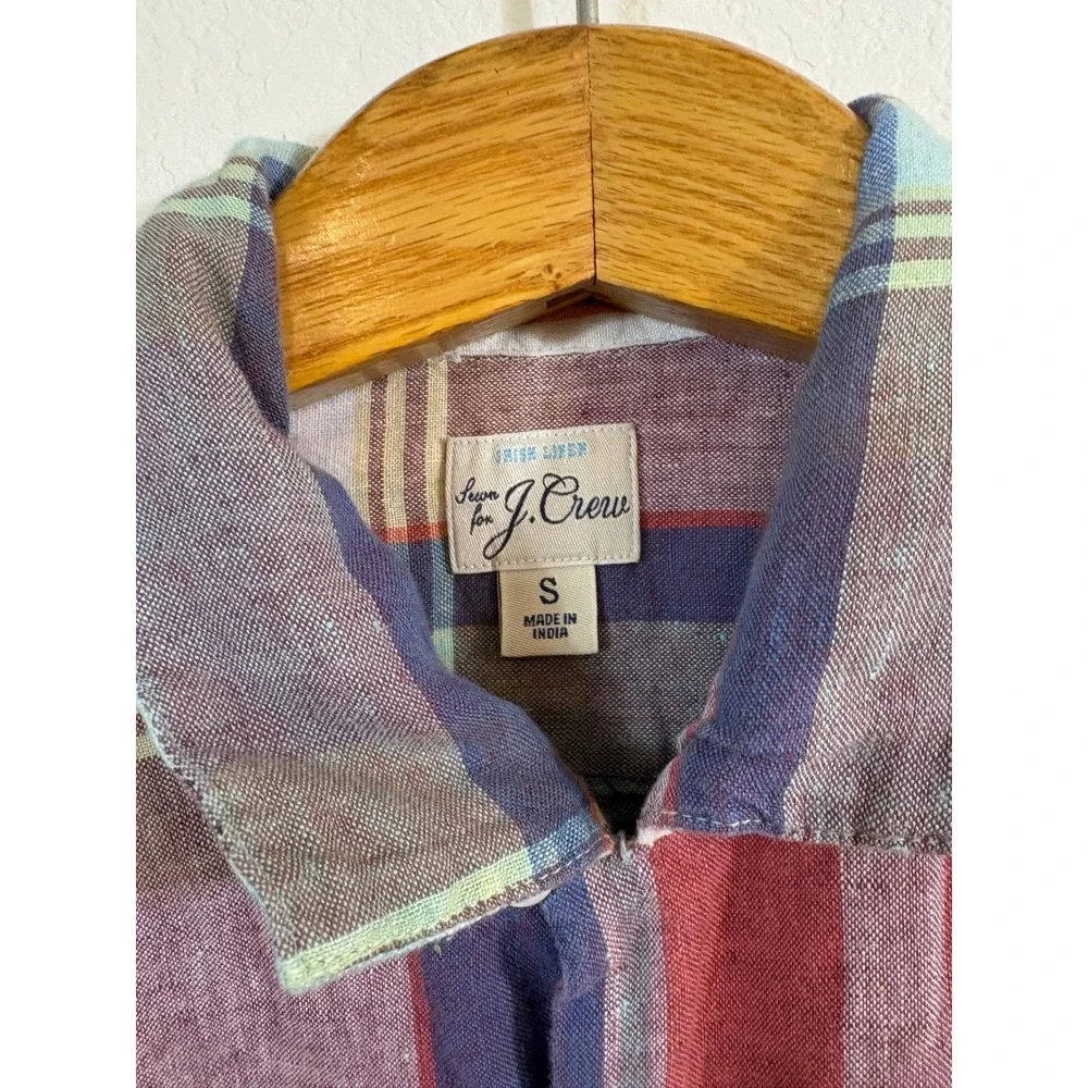 J.Crew Button Down Mens Small Multi Color Baird McNutt Irish Linen Plaid preppy